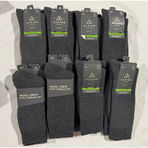 New w/ Tags Alpine Design Thermolite Boot/Crew Socks Merino Wool Blend Men's L/X